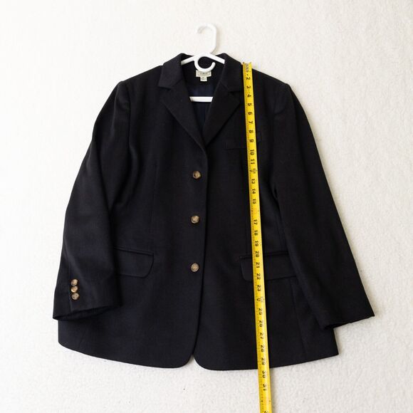 L.L. Bean Wool Cashmere Blend Lined Button Front Black Blazer Women's Sz 16R - Picture 11 of 14
